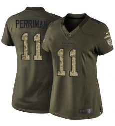 Women's Nike Baltimore Ravens #11 Breshad Perriman Elite Green Salute to Service NFL Jersey