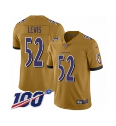 Youth Baltimore Ravens #52 Ray Lewis Limited Gold Inverted Legend 100th Season Football Jersey
