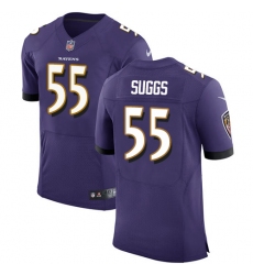 Men's Nike Baltimore Ravens #55 Terrell Suggs Elite Purple Team Color NFL Jersey