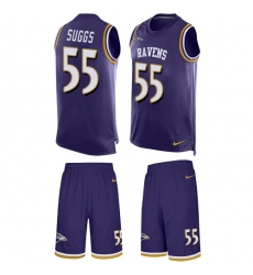 Men's Nike Baltimore Ravens #55 Terrell Suggs Limited Purple Tank Top Suit NFL Jersey