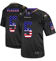 Men's Nike Baltimore Ravens #5 Joe Flacco Elite Black USA Flag Fashion NFL Jersey