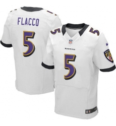 Men's Nike Baltimore Ravens #5 Joe Flacco Elite White NFL Jersey