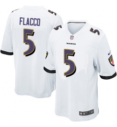 Men's Nike Baltimore Ravens #5 Joe Flacco Game White NFL Jersey