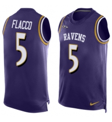 Men's Nike Baltimore Ravens #5 Joe Flacco Limited Purple Player Name & Number Tank Top NFL Jersey
