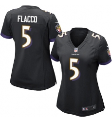 Women's Nike Baltimore Ravens #5 Joe Flacco Game Black Alternate NFL Jersey