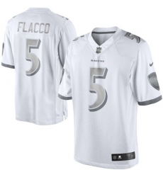Women's Nike Baltimore Ravens #5 Joe Flacco Limited White Platinum NFL Jersey