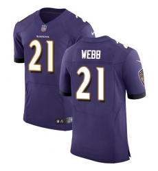 Men's Nike Baltimore Ravens #21 Lardarius Webb Elite Purple Team Color NFL Jersey
