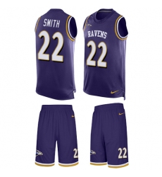 Men's Nike Baltimore Ravens #22 Jimmy Smith Limited Purple Tank Top Suit NFL Jersey