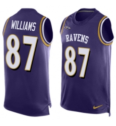 Men's Nike Baltimore Ravens #87 Maxx Williams Limited Purple Player Name & Number Tank Top NFL Jersey