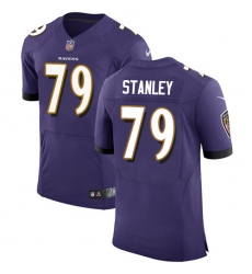 Men's Nike Baltimore Ravens #79 Ronnie Stanley Elite Purple Team Color NFL Jersey