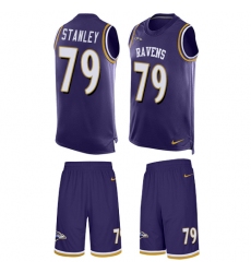 Men's Nike Baltimore Ravens #79 Ronnie Stanley Limited Purple Tank Top Suit NFL Jersey