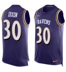 Men's Nike Baltimore Ravens #30 Kenneth Dixon Limited Purple Player Name & Number Tank Top NFL Jersey