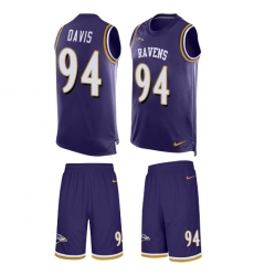 Men's Nike Baltimore Ravens #94 Carl Davis Limited Purple Tank Top Suit NFL Jersey