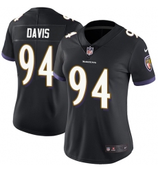 Women's Nike Baltimore Ravens #94 Carl Davis Elite Black Alternate NFL Jersey