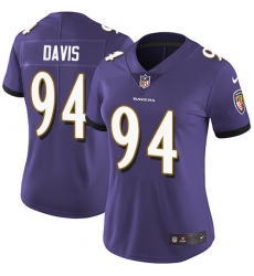 Women's Nike Baltimore Ravens #94 Carl Davis Elite Purple Team Color NFL Jersey