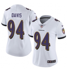 Women's Nike Baltimore Ravens #94 Carl Davis Elite White NFL Jersey