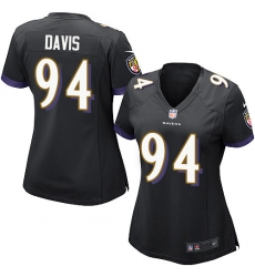 Women's Nike Baltimore Ravens #94 Carl Davis Game Black Alternate NFL Jersey