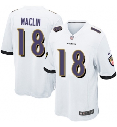 Men's Nike Baltimore Ravens #18 Jeremy Maclin Game White NFL Jersey