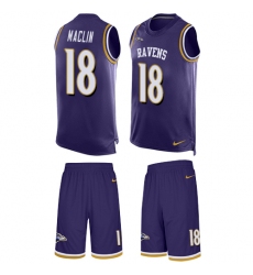 Men's Nike Baltimore Ravens #18 Jeremy Maclin Limited Purple Tank Top Suit NFL Jersey