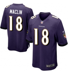 Youth Nike Baltimore Ravens #18 Jeremy Maclin Game Purple Team Color NFL Jersey