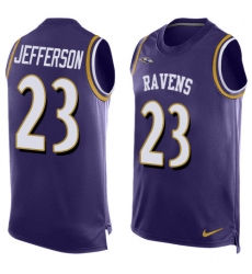 Men's Nike Baltimore Ravens #23 Tony Jefferson Elite Purple Player Name & Number Tank Top NFL Jersey
