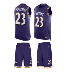 Men's Nike Baltimore Ravens #23 Tony Jefferson Limited Purple Tank Top Suit NFL Jersey