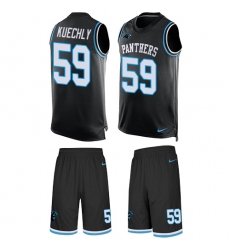 Men's Nike Carolina Panthers #59 Luke Kuechly Limited Black Tank Top Suit NFL Jersey