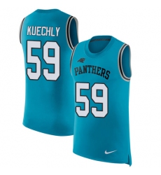 Men's Nike Carolina Panthers #59 Luke Kuechly Limited Blue Rush Player Name & Number Tank Top NFL Jersey