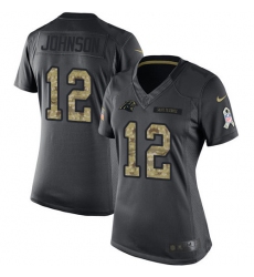 Women's Nike Carolina Panthers #12 Charles Johnson Limited Black 2016 Salute to Service NFL Jersey