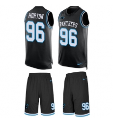 Men's Nike Carolina Panthers #96 Wes Horton Limited Black Tank Top Suit NFL Jersey