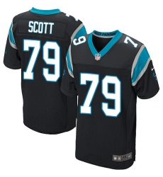 Men's Nike Carolina Panthers #79 Chris Scott Elite Black Team Color NFL Jersey