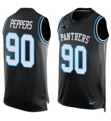 Men's Nike Carolina Panthers #90 Julius Peppers Elite Black Player Name & Number Tank Top NFL Jersey