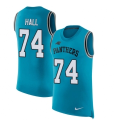 Men's Nike Carolina Panthers #74 Daeshon Hall Limited Blue Rush Player Name & Number Tank Top NFL Jersey