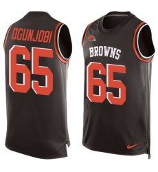 Men's Nike Cleveland Browns #65 Larry Ogunjobi Limited Brown Player Name & Number Tank Top NFL Jersey