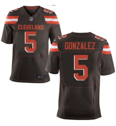 Men's Nike Cleveland Browns #5 Zane Gonzalez Elite Brown Team Color NFL Jersey