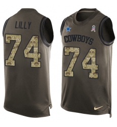 Men's Nike Dallas Cowboys #74 Bob Lilly Limited Green Salute to Service Tank Top NFL Jersey