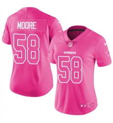 Women's Nike Dallas Cowboys #58 Damontre Moore Limited Pink Rush Fashion NFL Jersey