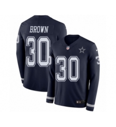 Men's Nike Dallas Cowboys #30 Anthony Brown Limited Navy Blue Therma Long Sleeve NFL Jersey