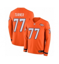 Men's Nike Denver Broncos #77 Billy Turner Limited Orange Therma Long Sleeve NFL Jersey