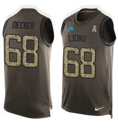 Men's Nike Detroit Lions #68 Taylor Decker Limited Green Salute to Service Tank Top NFL Jersey