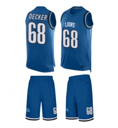 Men's Nike Detroit Lions #68 Taylor Decker Limited Light Blue Tank Top Suit NFL Jersey