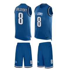 Men's Nike Detroit Lions #8 Dan Orlovsky Limited Light Blue Tank Top Suit NFL Jersey
