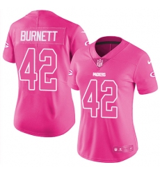 Women's Nike Green Bay Packers #42 Morgan Burnett Limited Pink Rush Fashion NFL Jersey