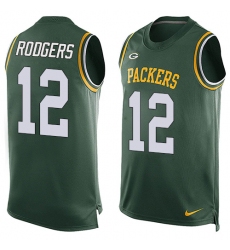 Men's Nike Green Bay Packers #12 Aaron Rodgers Limited Green Player Name & Number Tank Top NFL Jersey