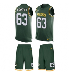 Men's Nike Green Bay Packers #63 Corey Linsley Limited Green Tank Top Suit NFL Jersey