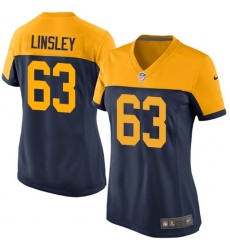Women's Nike Green Bay Packers #63 Corey Linsley Game Navy Blue Alternate NFL Jersey