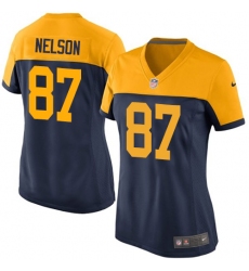 Women's Nike Green Bay Packers #87 Jordy Nelson Elite Navy Blue Alternate NFL Jersey