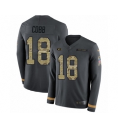 Men's Nike Green Bay Packers #18 Randall Cobb Limited Black Salute to Service Therma Long Sleeve NFL Jersey