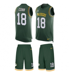 Men's Nike Green Bay Packers #18 Randall Cobb Limited Green Tank Top Suit NFL Jersey