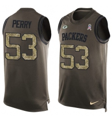 Men's Nike Green Bay Packers #53 Nick Perry Limited Green Salute to Service Tank Top NFL Jersey